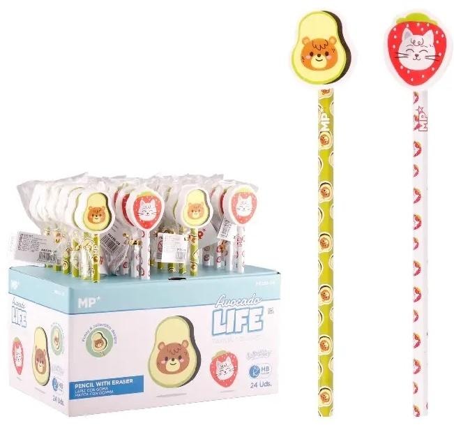 MP Main Paper HB Pencil with eraser Avocado and Strawberry 24 pieces