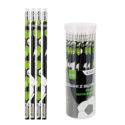 STARPAK HB Pencil with Eraser Football Tube (48pcs) - ideal for school