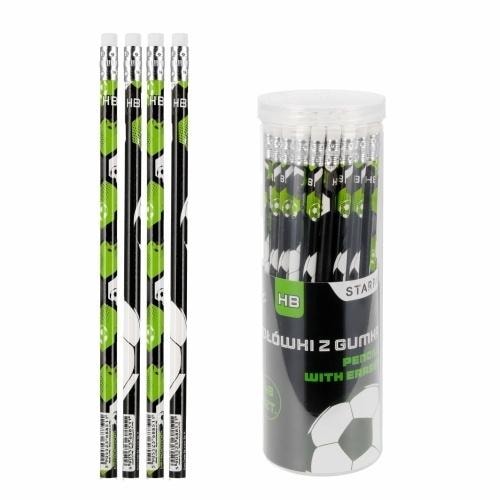 STARPAK HB Pencil with Eraser Football Tube (48pcs) - ideal for school