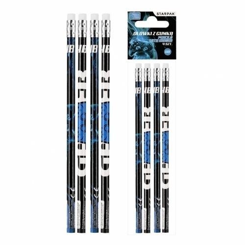 STARPAK Pencil with eraser HB Pad 4 pieces - ideal for school