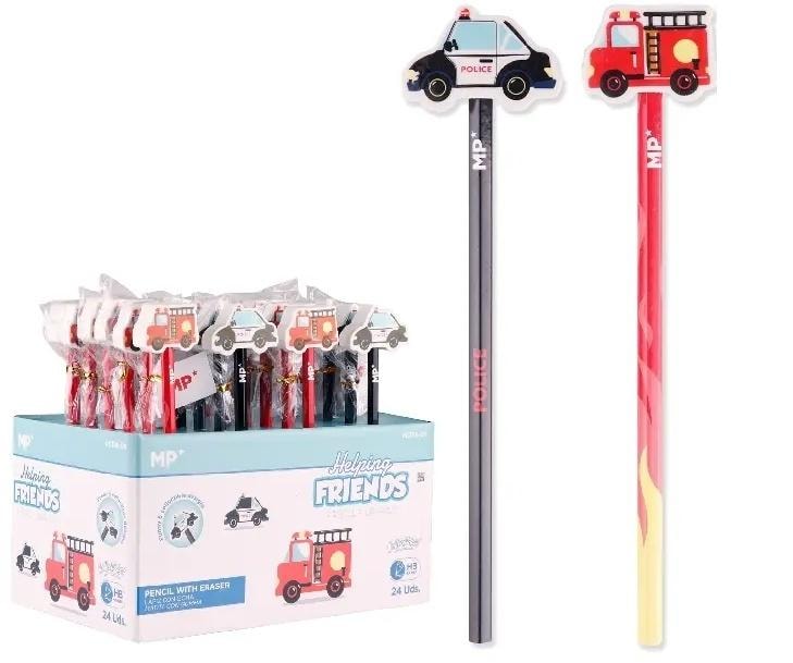 MP Main Paper HB Pencil with eraser Police and fire brigade (24pcs) - creative set
