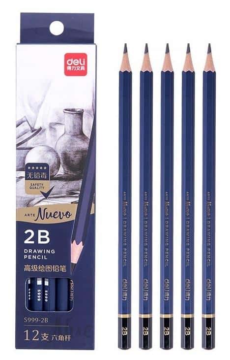 Deli Nuevo Sketching Pencils 2B - 12 pieces ideal for drawing