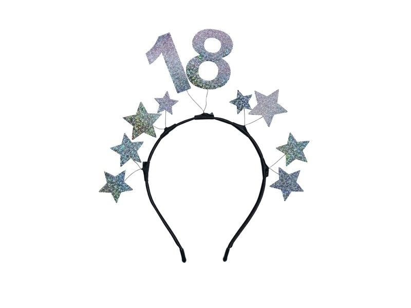 PartyDeco Headband with stars silver - perfect for 18th birthday