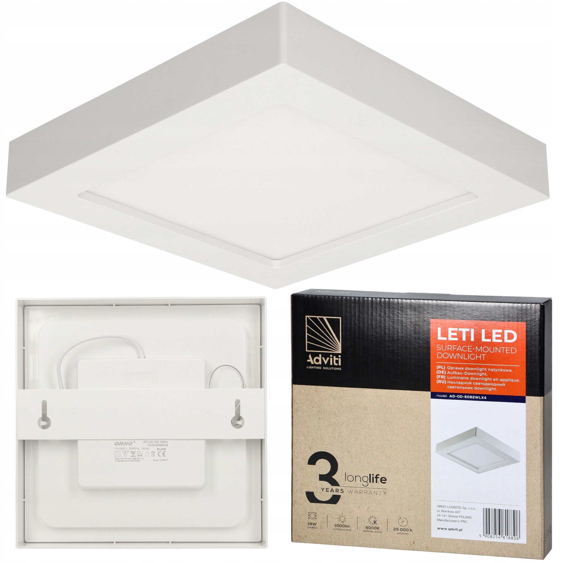 Downlight Square 18W - modern surface mounted lighting