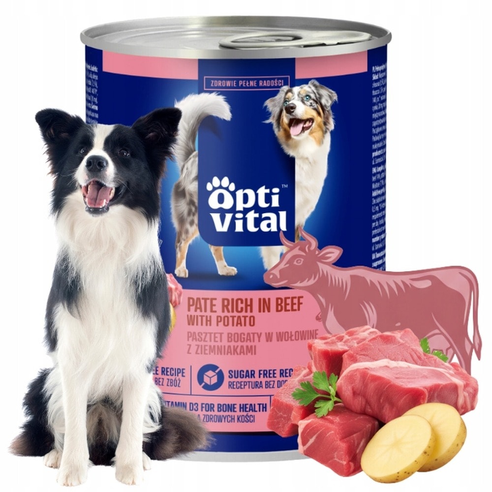 OptiVital Pate for adult dogs - Pork, beef and potatoes 400g