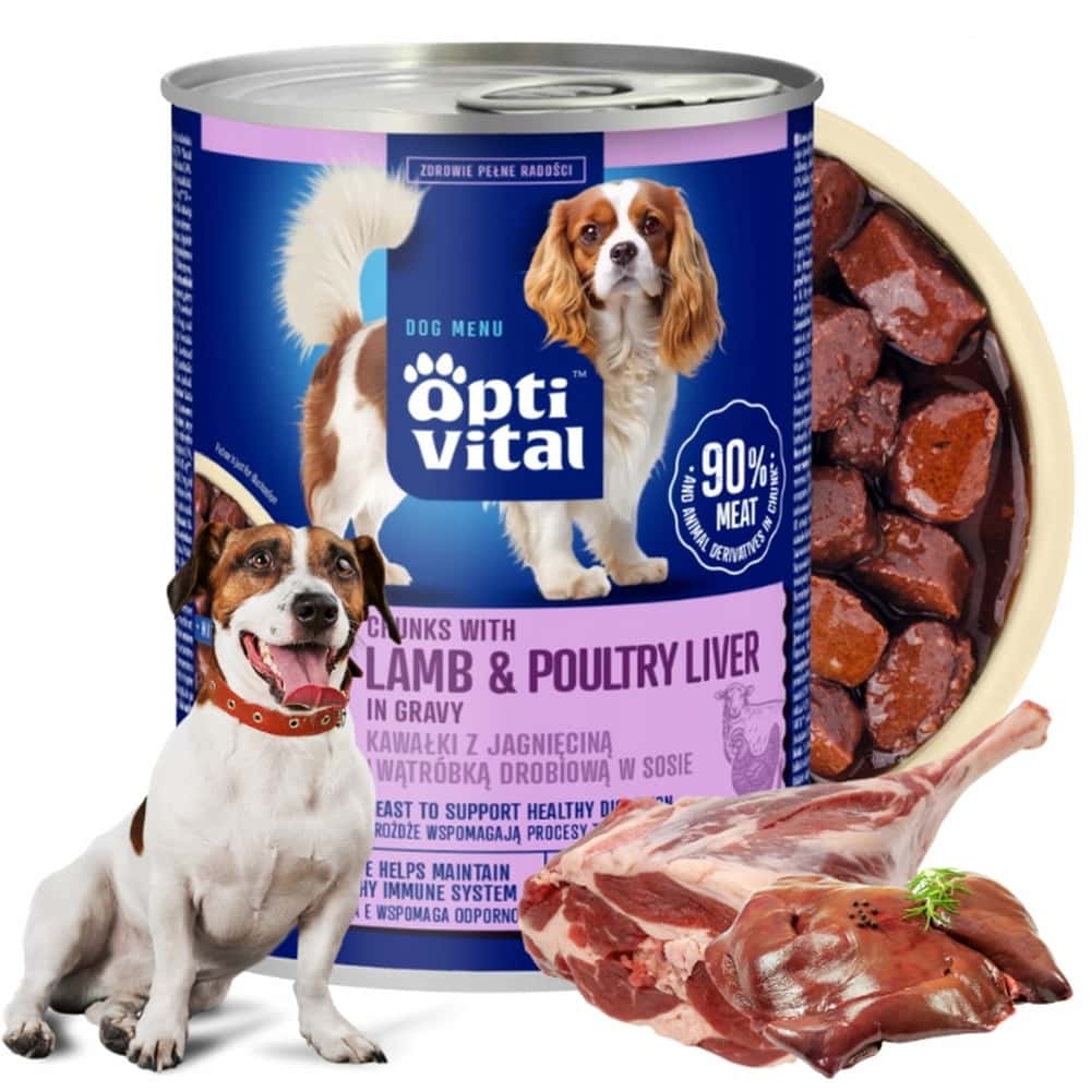 OptiVital - Juicy chunks with veal and liver for adult dogs 415g