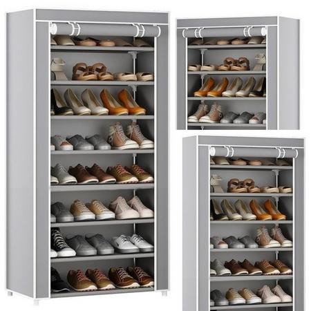 8-Tier Shoe Organizer with Cover - Gray Order in Your Home