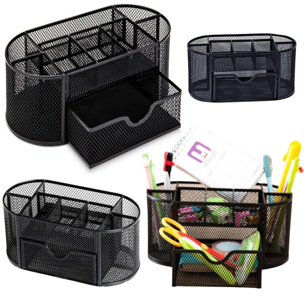 Leantoys Metal Desk Organizer Black - perfect for office and home