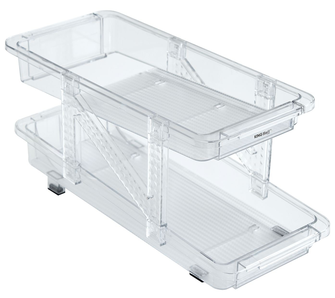 KINGHoff Can Organizer - adjustable, 2-tier, transparent