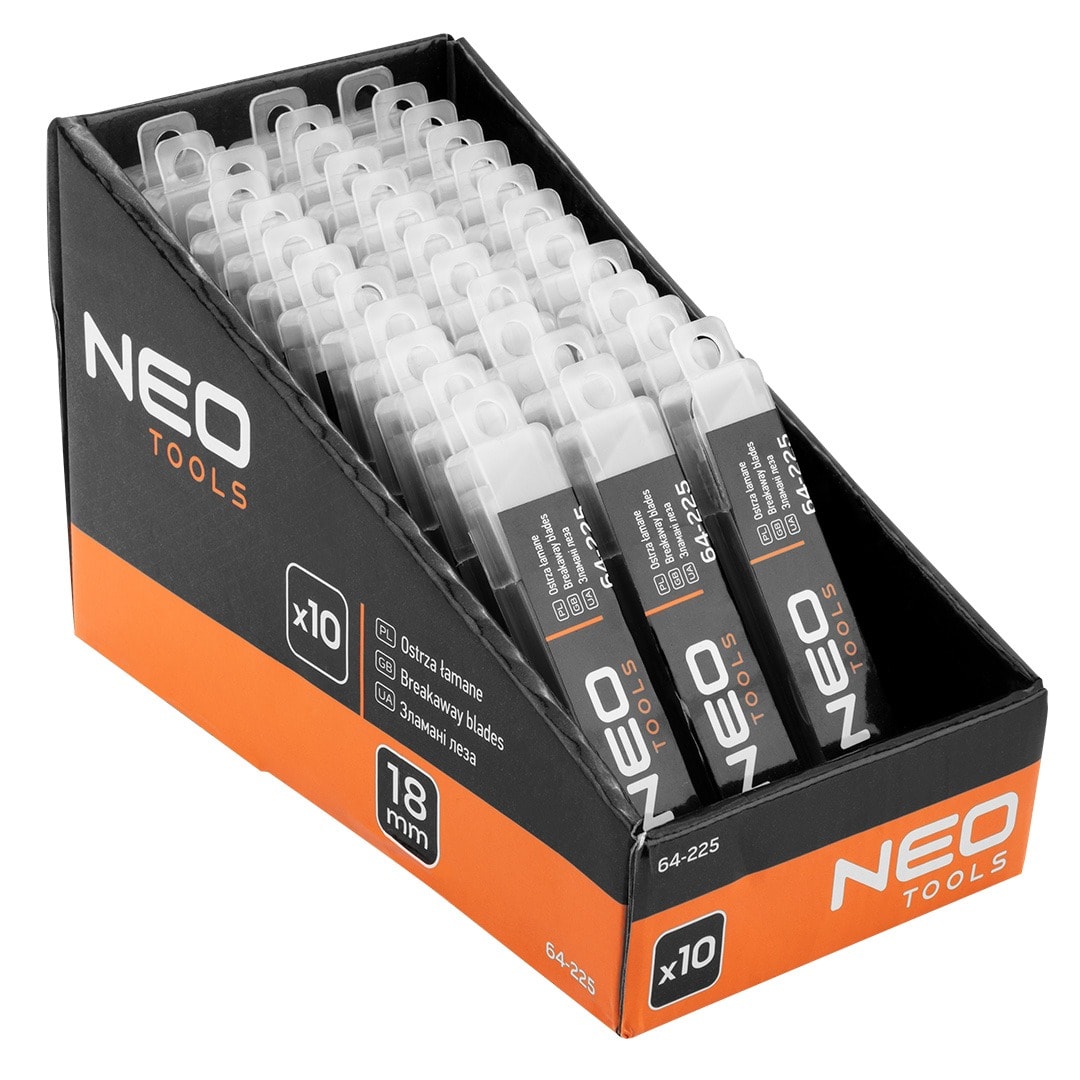 NEO TOOLS Snap-off blades 18 mm - 10 pieces in display