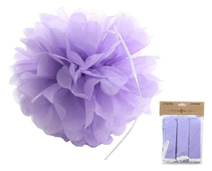 Paper decoration pompom purple 25cm 3pcs - perfect decoration for any occasion