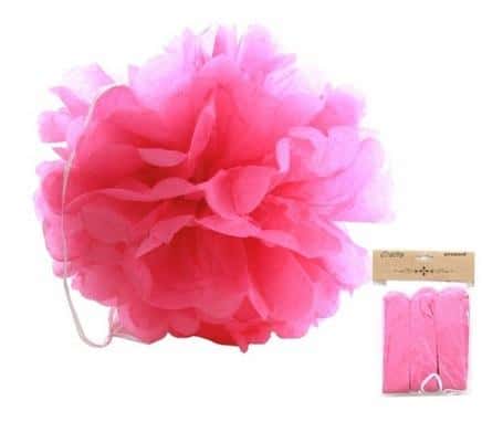 Paper decoration pompom pink 25 cm 3 pcs - perfect for parties