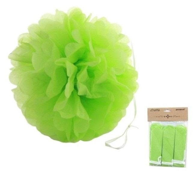 Penword Paper decoration pompom green 25 cm 3 pieces - perfect decoration for party