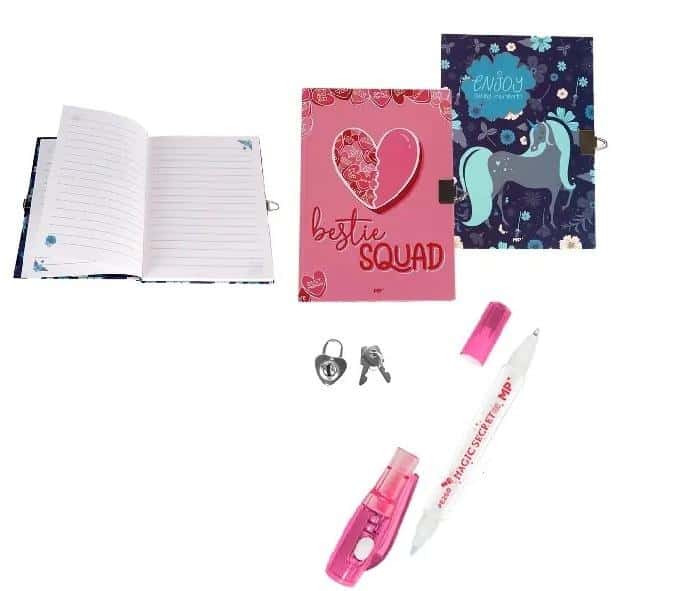 A5 Diary with padlock and UV pen Mix designs - perfect as a gift