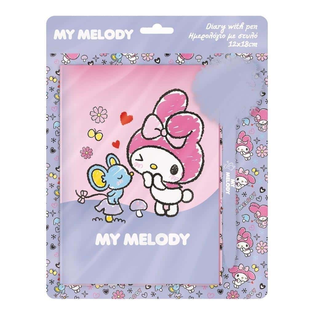 My Melody Diary with Pen and Pom-pom - perfect set for school and fun