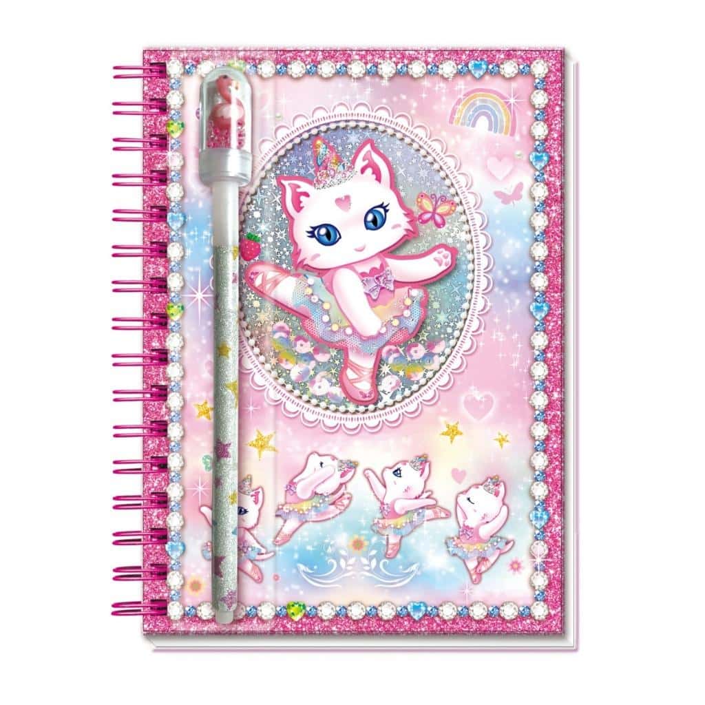 Pecoware Spiral notebook Cat Ballerina with pen - perfect gift for a girl