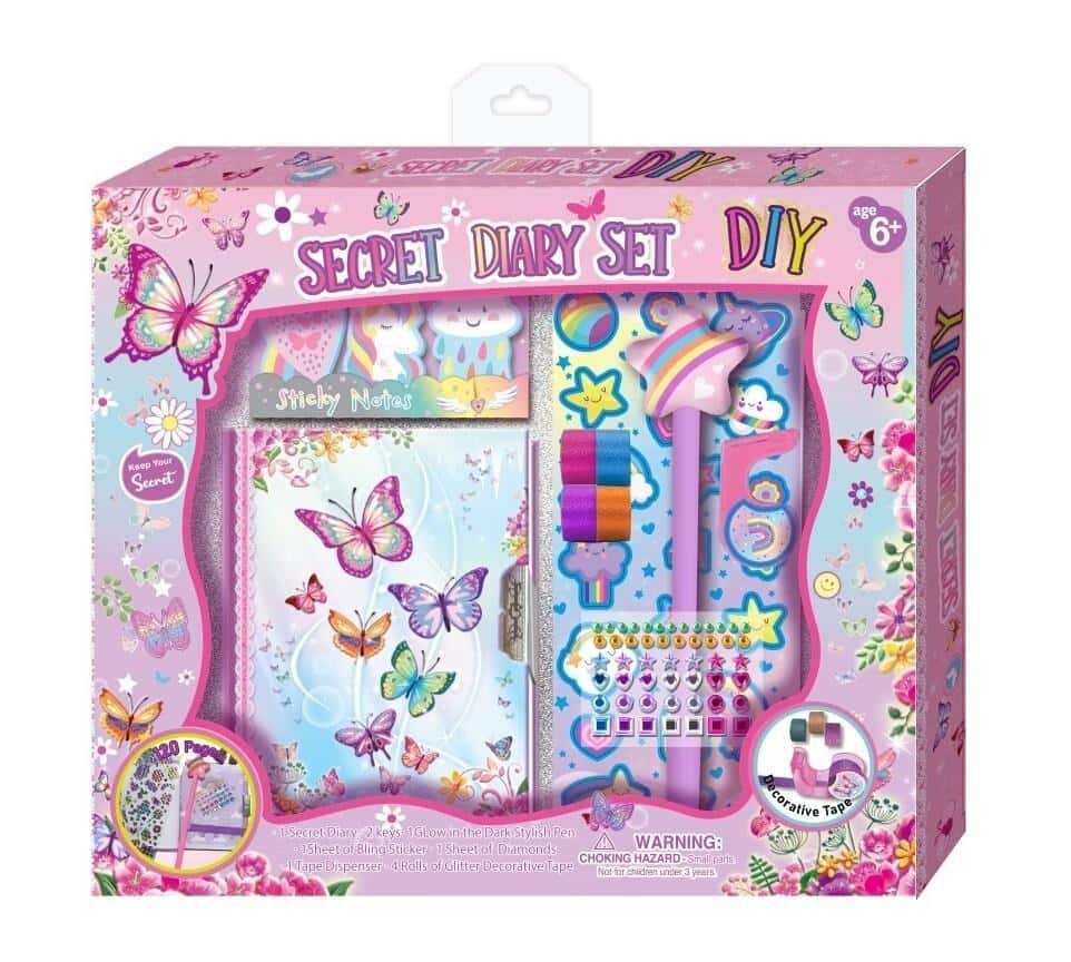 Lockable diary with Butterfly accessories - perfect gift for a girl