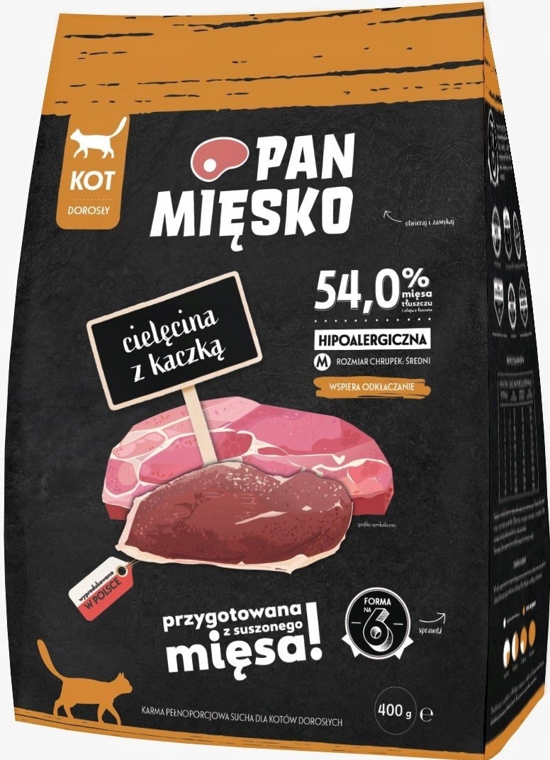 Pan Mięsko Veal with duck - Dry cat food 400g