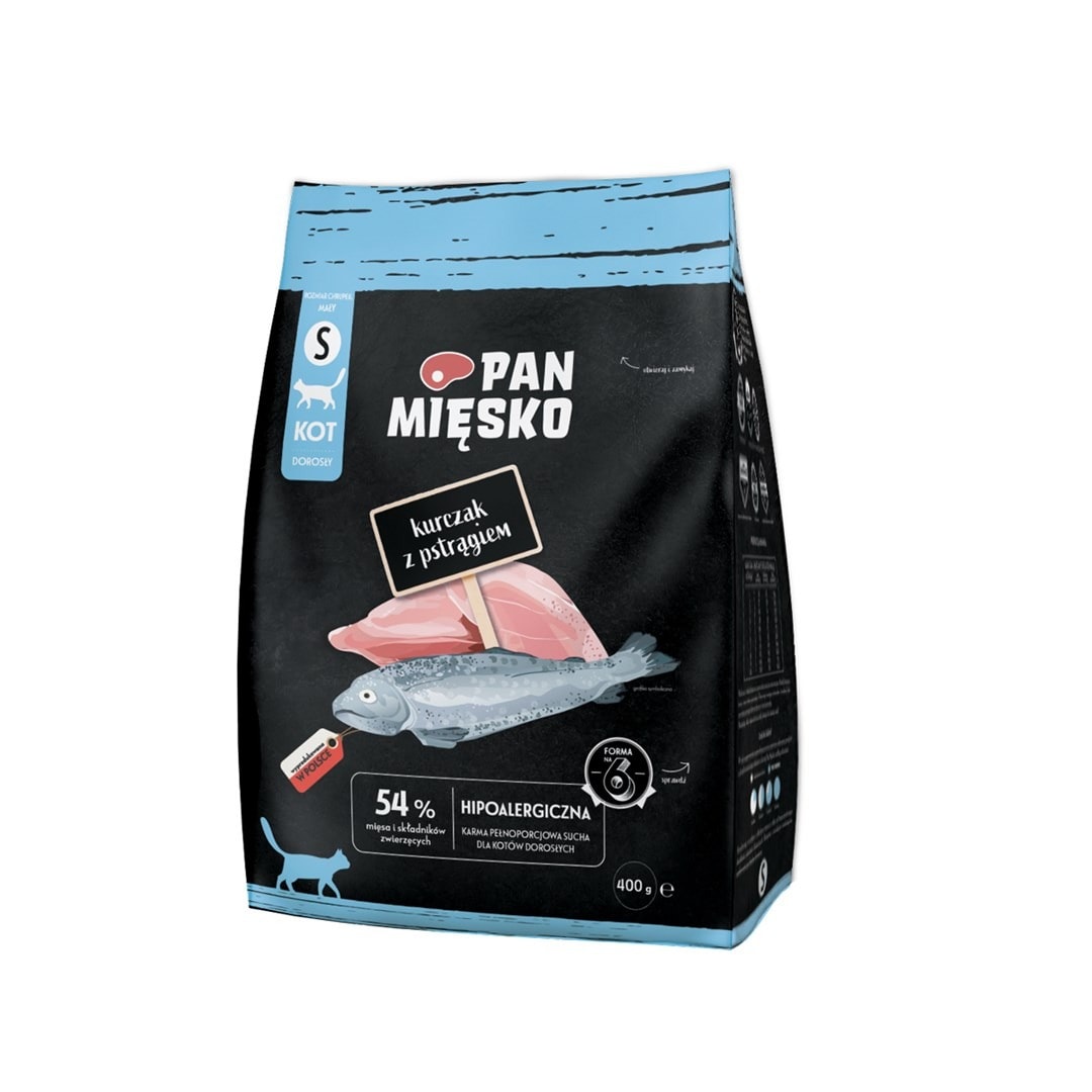 Pan Mięsko Chicken with trout dry cat food small breeds 400g