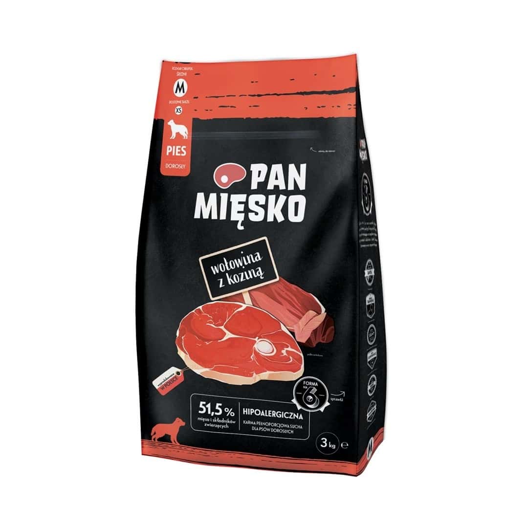 Pan Mięsko Beef with goat - dry dog food 3kg