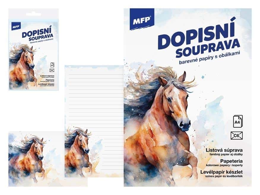 Stationery LUX Horse - Set of cards and envelopes with elegant motif