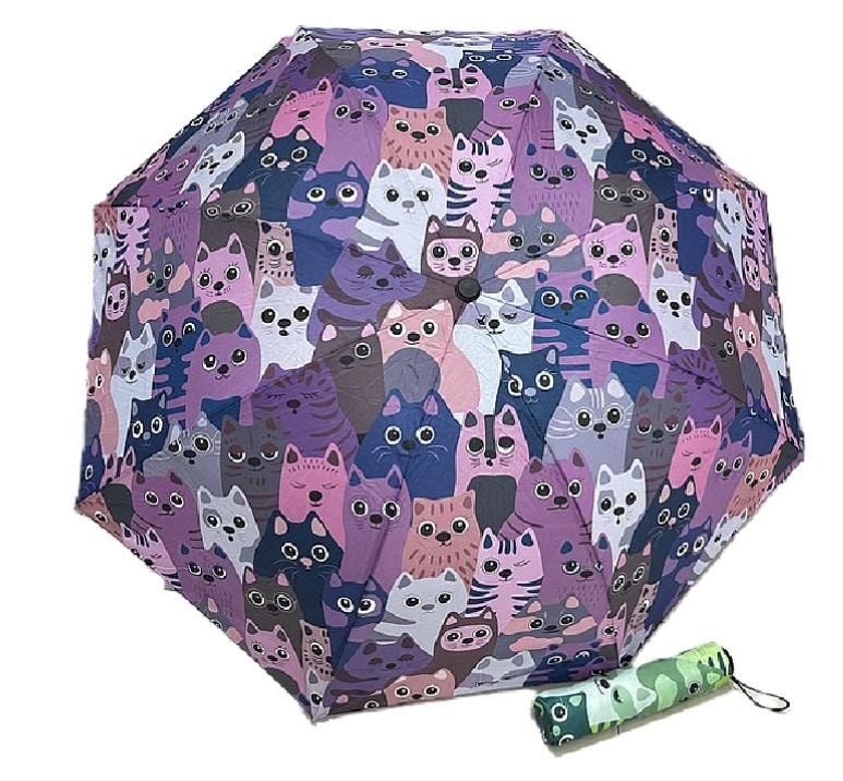 Umbrella with cats - folding, 55 cm, pattern mix - ideal for rainy days