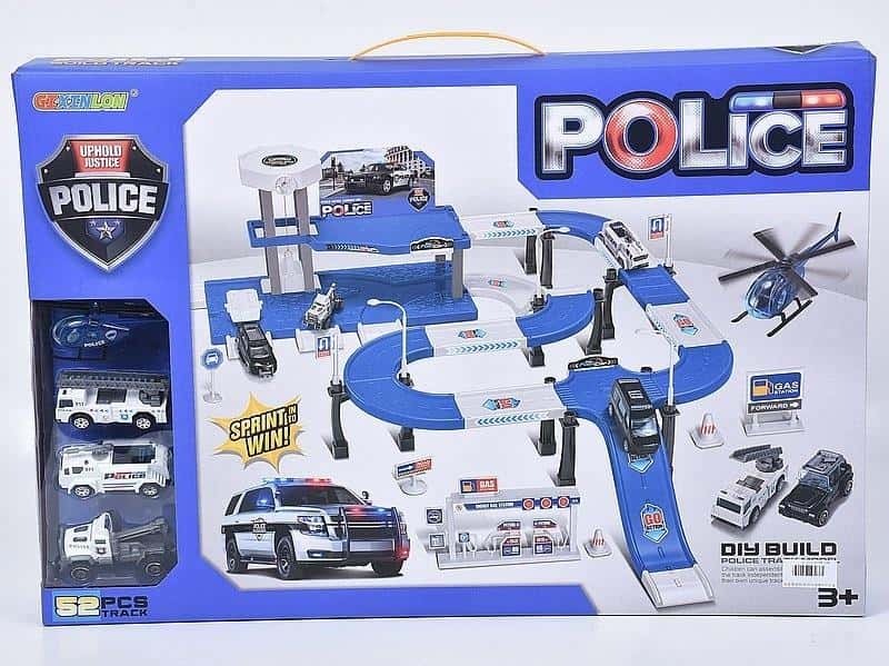 Police parking lot with vehicles - 52 pieces, 4 metal vehicles