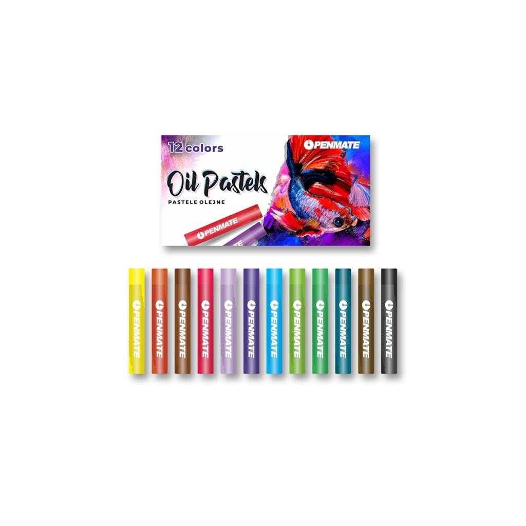 Penmate Oil pastels 12 colors - vibrant colors for drawing
