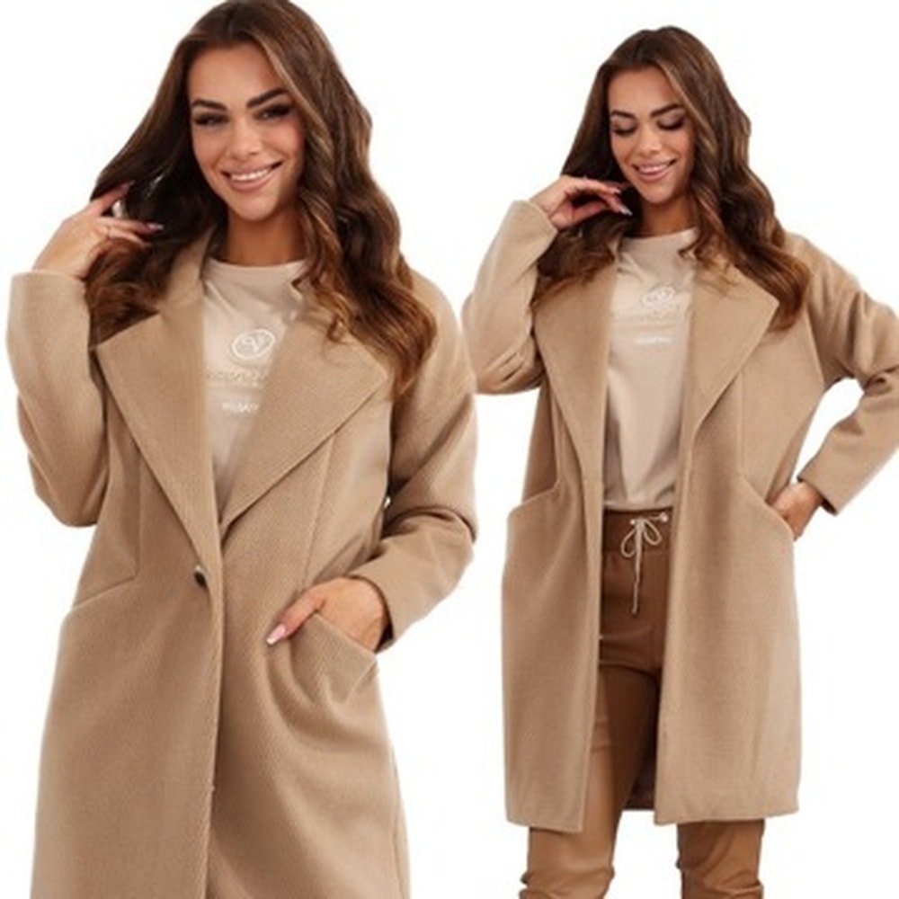 Women's Plush Coat Beige Size 38 - perfect for cool days