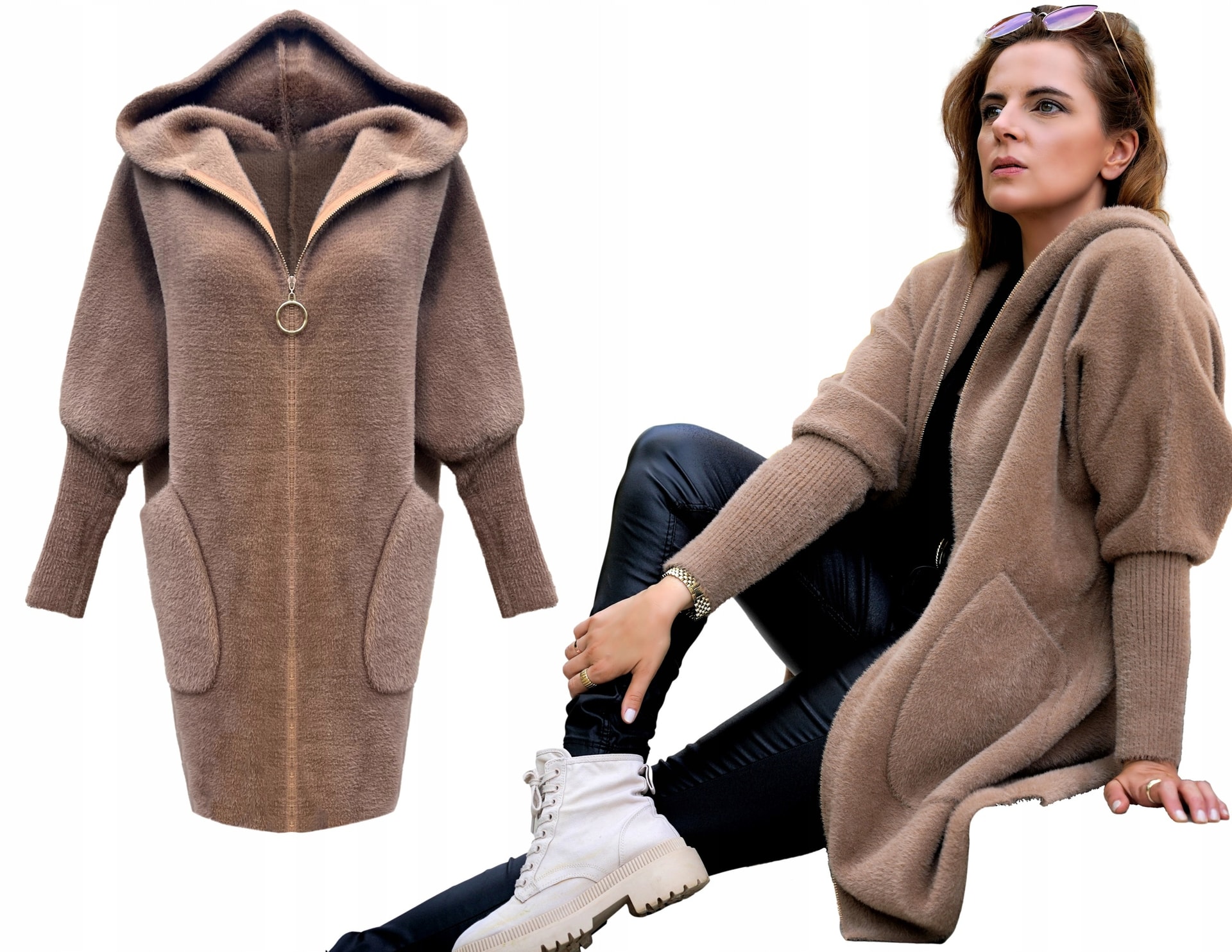 Women's Plush Coat Beige - perfect for cool days