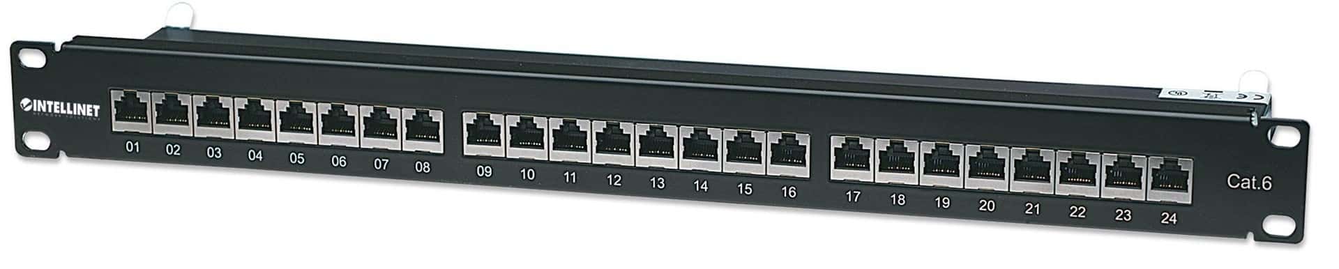 Intellinet Patch Panel 19'' 24 Port STP Cat. 6 Black - reliable connections