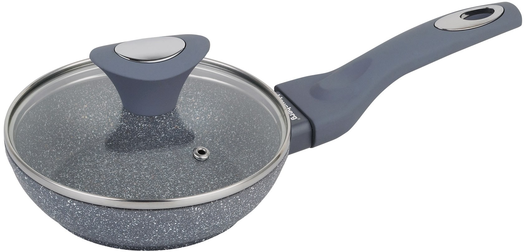 Klausberg Aluminum Pan with Lid - gray marble effect, Ø26cm - perfect for frying