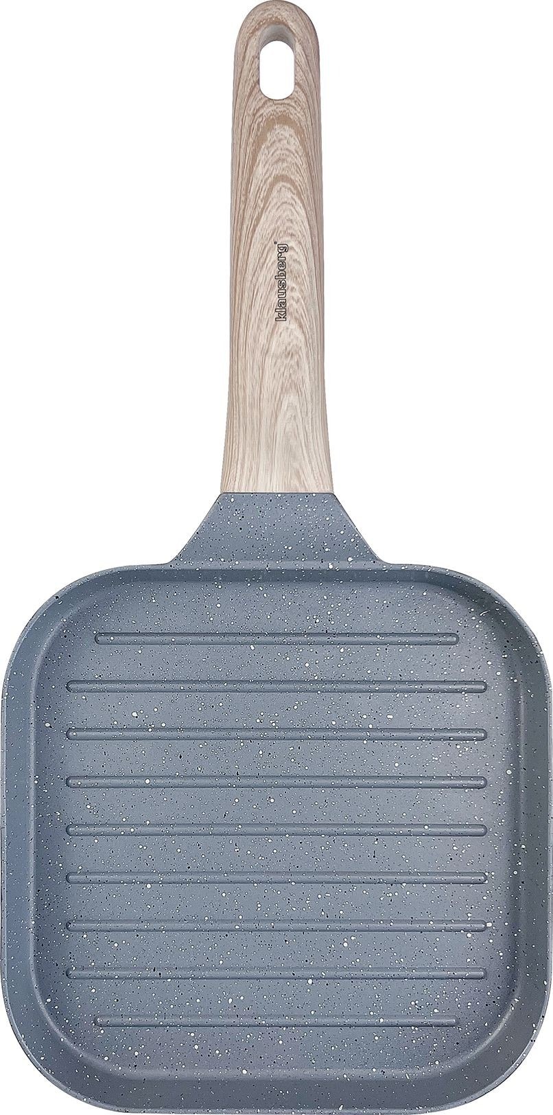 Klausberg Grill pan with non-stick coating - gray with wooden handle