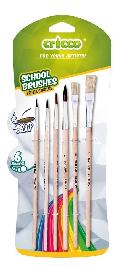 Cricco School Paint Brush Set - 6 Pieces for Little Artists