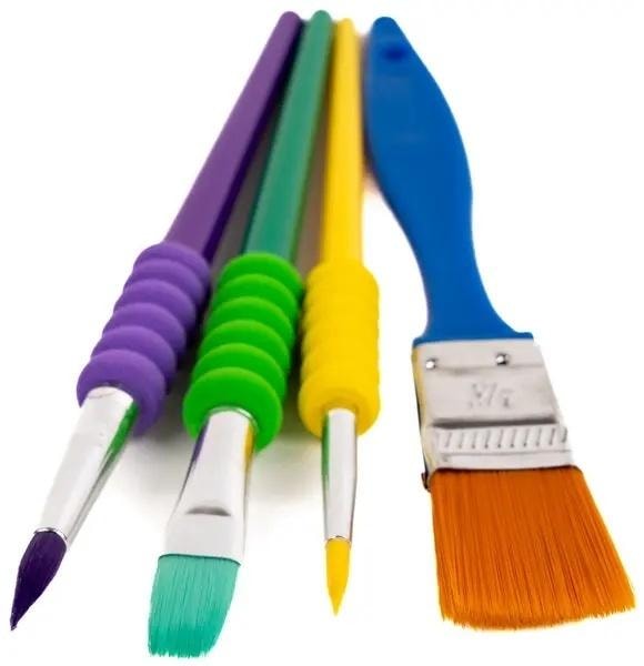 Artist Paint Brushes - Set of 4 flat and round brushes - ideal for any medium