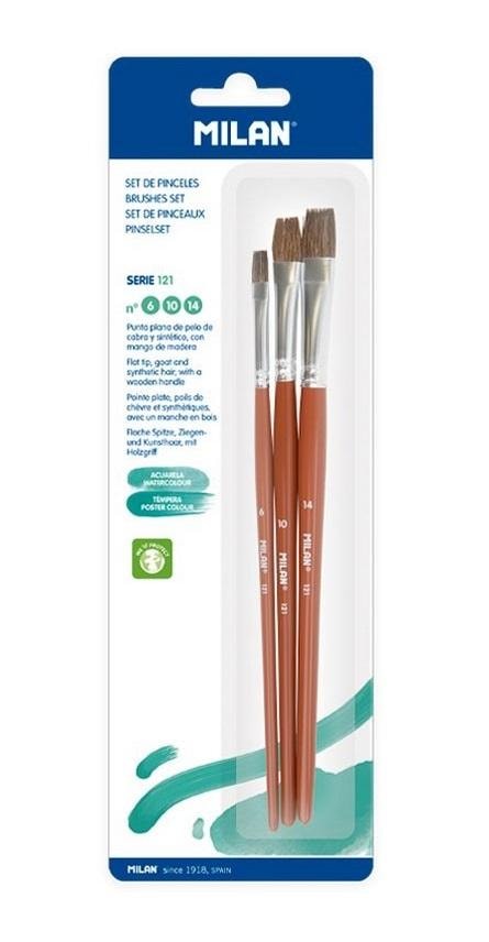 Milan Flat School Paint Brush Set Series 121 - ideal for watercolor