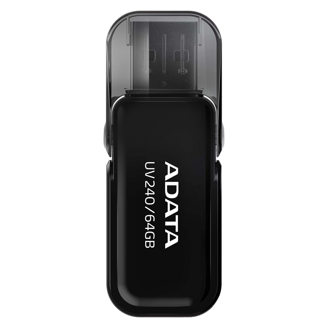 ADATA UV240 Flash Drive 64GB USB 2.0 - Black, perfect for data transfer