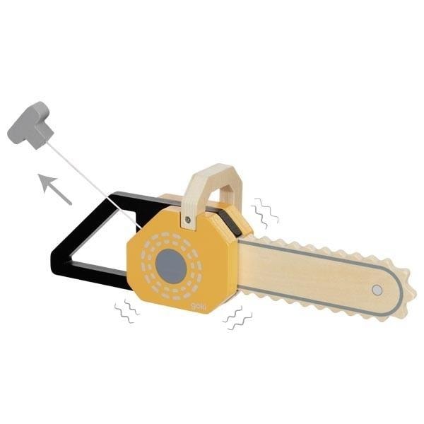 Wooden chainsaw with sound - perfect toy for little handyman