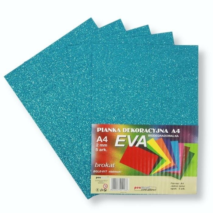 Penword Glitter Foam A4 Eva blue biodegradable - 5 pieces of creative fun