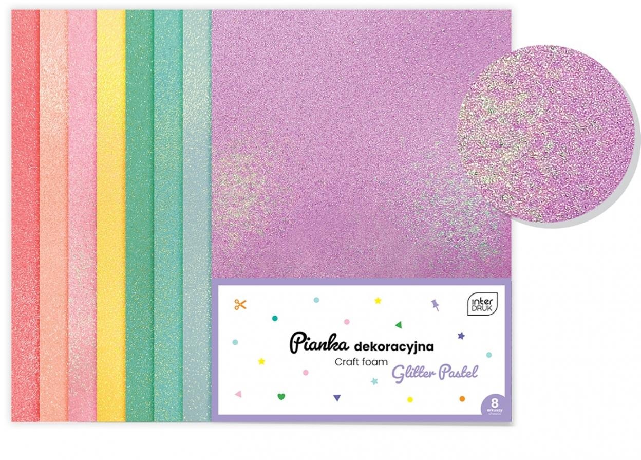 Glitter Foam Sheets Pastel A4 8 Pieces - ideal for scrapbooking