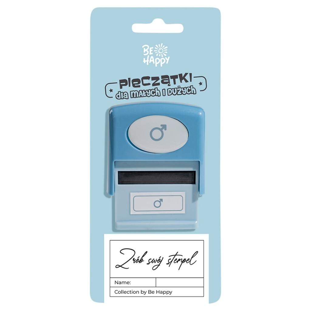Be Happy Stamp with inscription - Male sign - colorful accessory