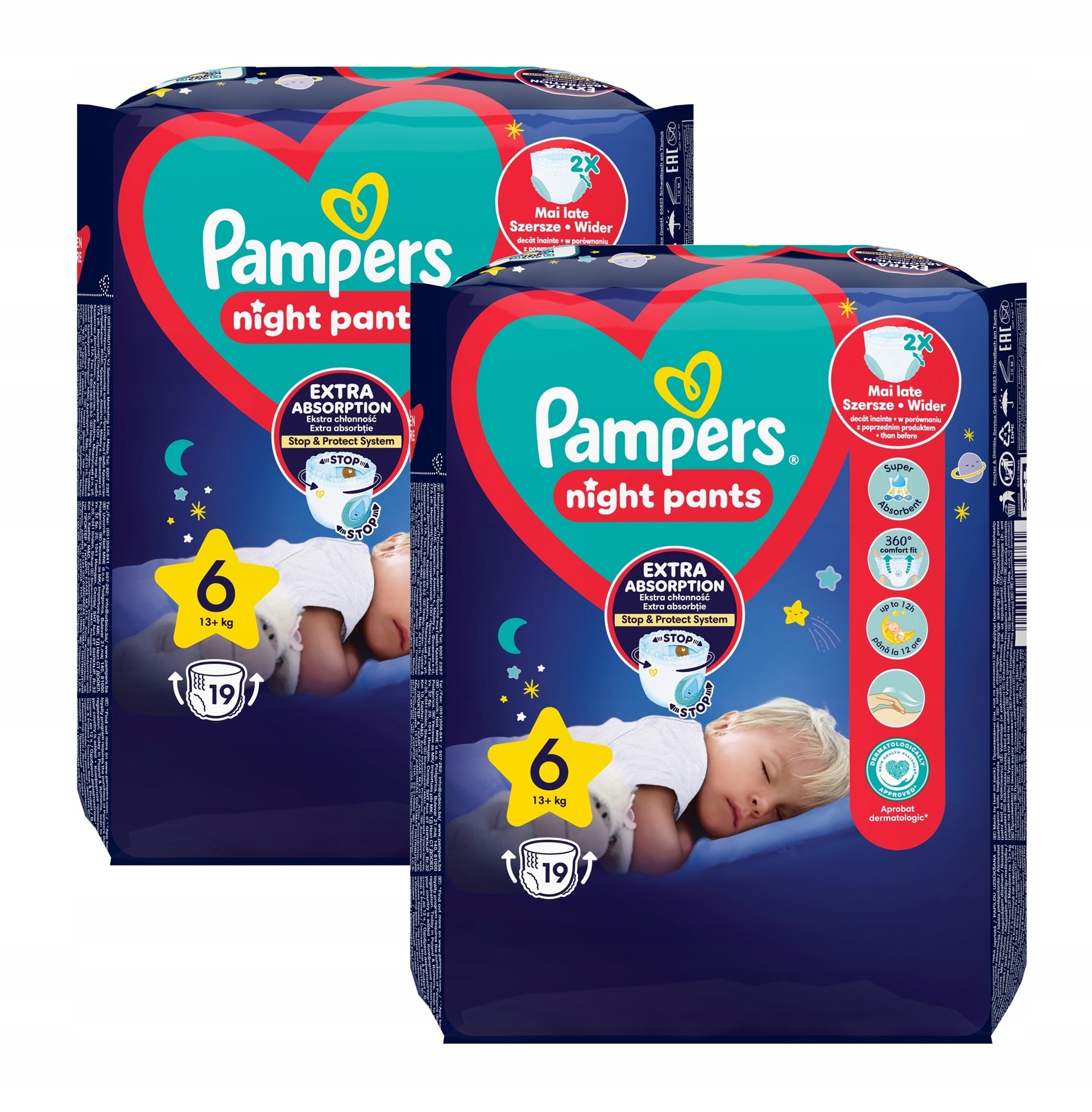 Pampers Pants Night - Diaper pants for a peaceful sleep, size 6, 19 pieces