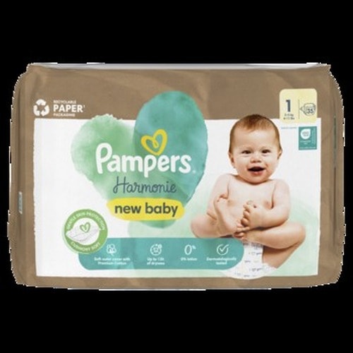 Pampers Harmonie Diapers Newborn Size 1 - 35 count gentle protection
