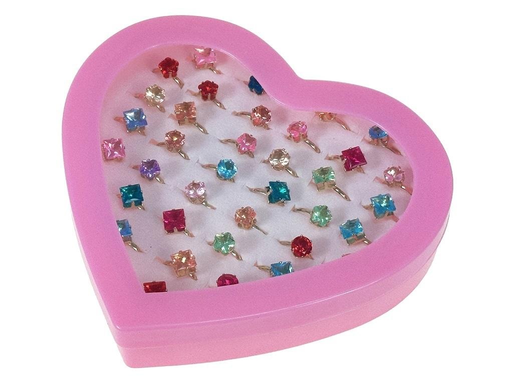 Adjustable Metal Ring Set with Rhinestones - 36 pieces of sparkle