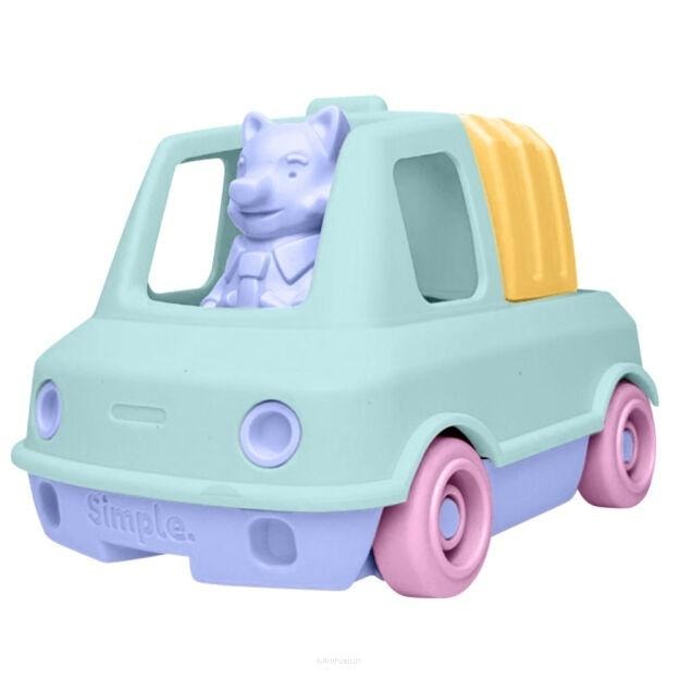 Le Jouet Simple Blue garbage truck with fox - educational toy for children