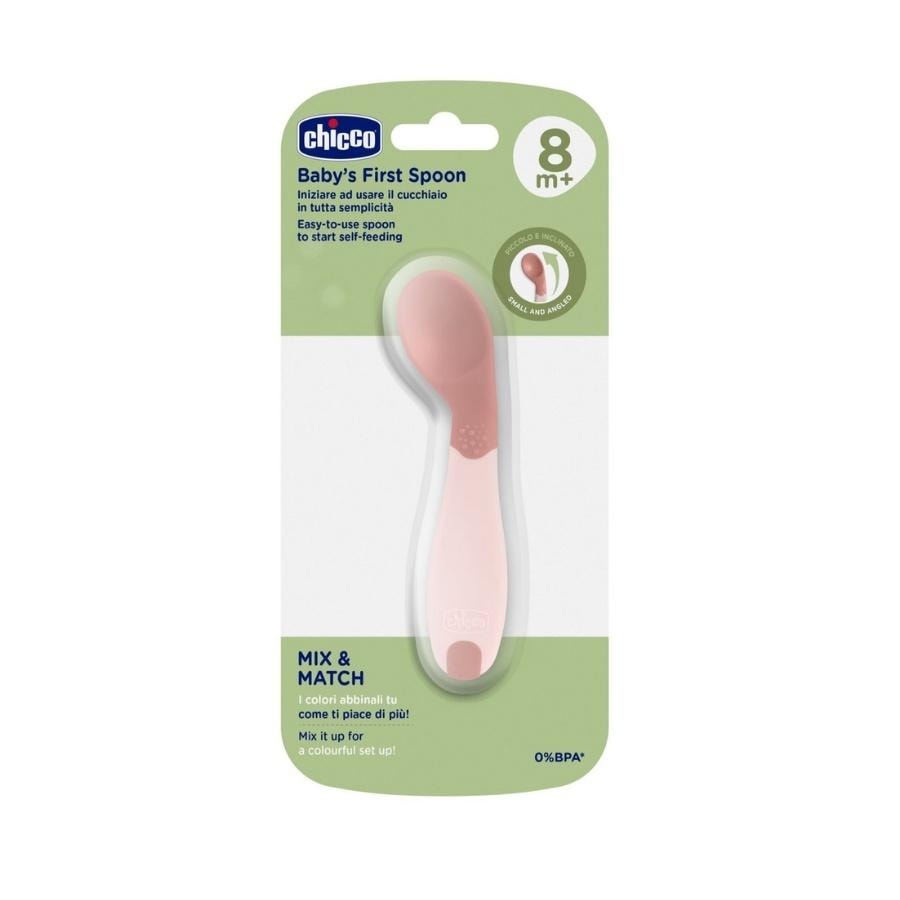 Chicco First baby spoon peach 8m+ - ideal for learning to eat independently
