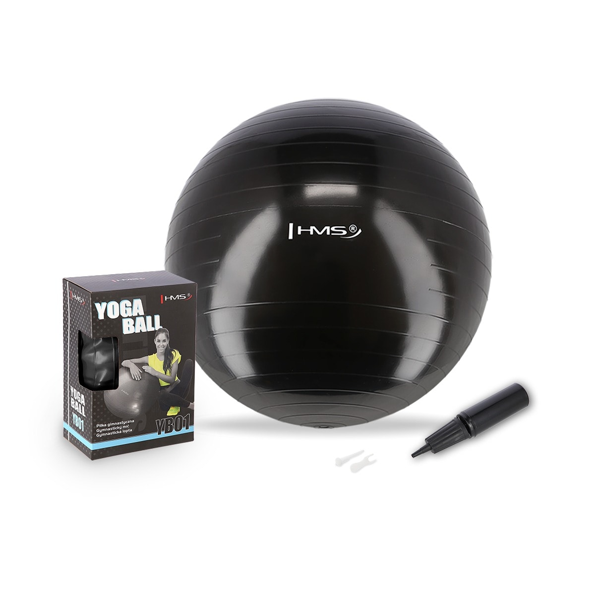 HMS YB01 NEW 75 cm - Black gymnastic ball for exercises