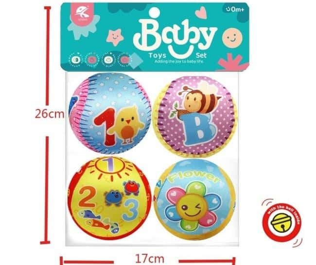 Soft sensory balls for babies with rattle - ideal for playing
