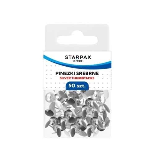 Starpak Metal Thumbtacks Silver - 50 Pieces for Cork Boards