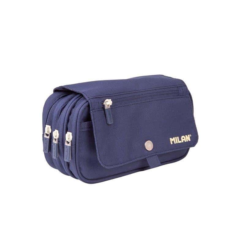 Milan Pencil case 3 compartments with flap 1918 blue - perfect for school